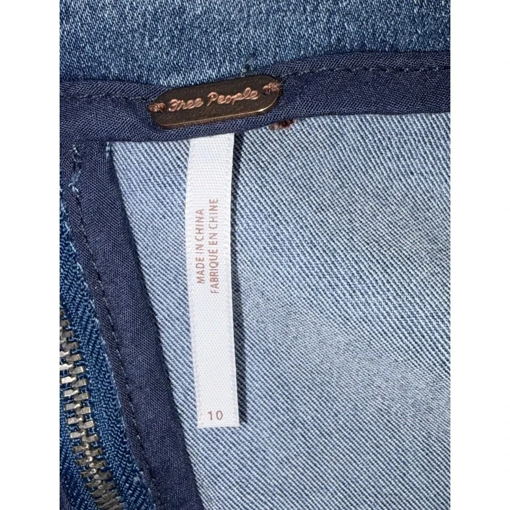 Free People Modern‎ Femme Denim Mini Skirt Stretchy Back Zip Jean Size 10
